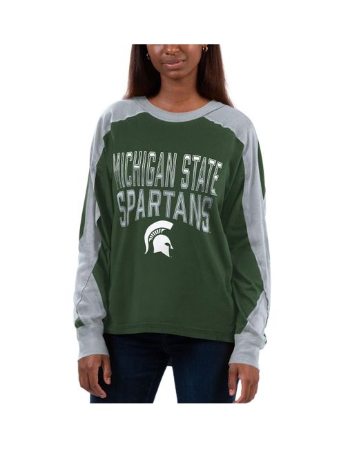 G-iii 4her By Carl Banks Gray Michigan State Spartans Smash Oversized Long Sleeve T-shirt