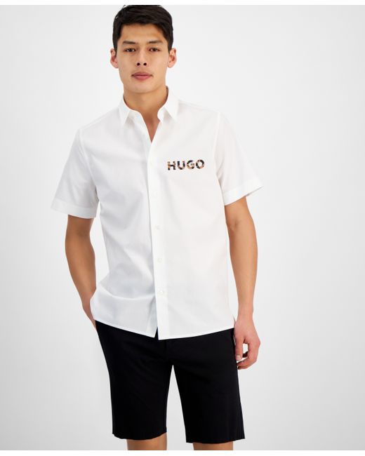 Hugo Boss by Boss Relaxed-Fit Logo-Print Button-Down Shirt Created for Macy