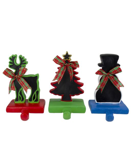 Northlight Reindeer Tree and Snowman with Chalkboard Christmas Stocking Holders Set of 3
