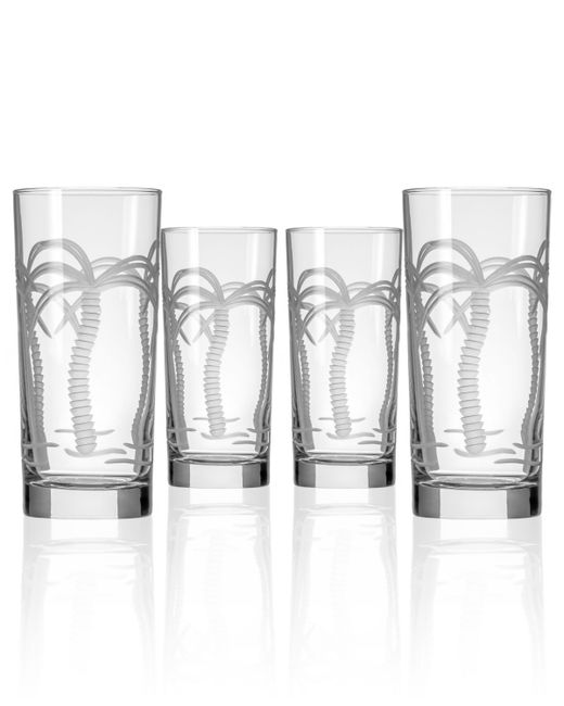 Rolf Glass Palm Tree Cooler Highball 15Oz Set Of 4 Glasses