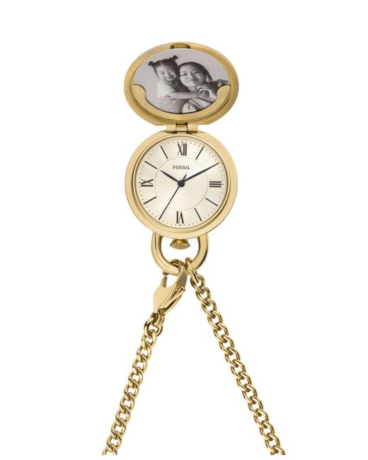 Fossil Jacqueline Three-Hand Gold-Tone Stainless Steel Watch Locket 30mm