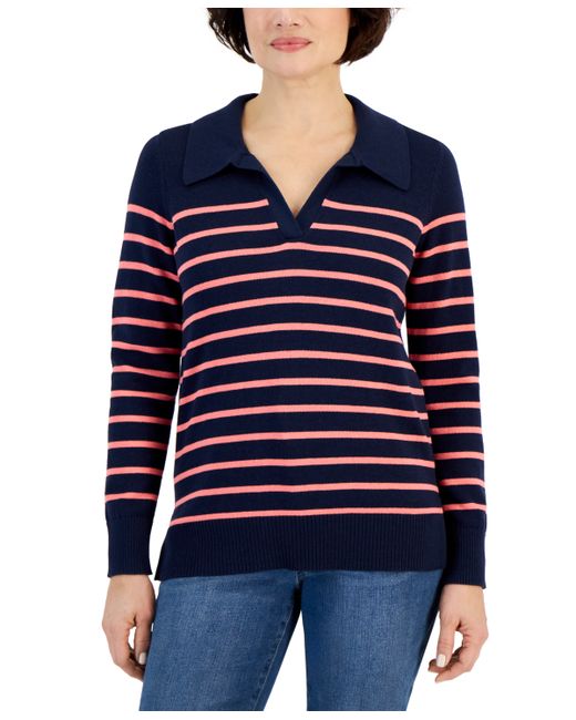 Style & Co Striped Collared Tunic Sweater Created for