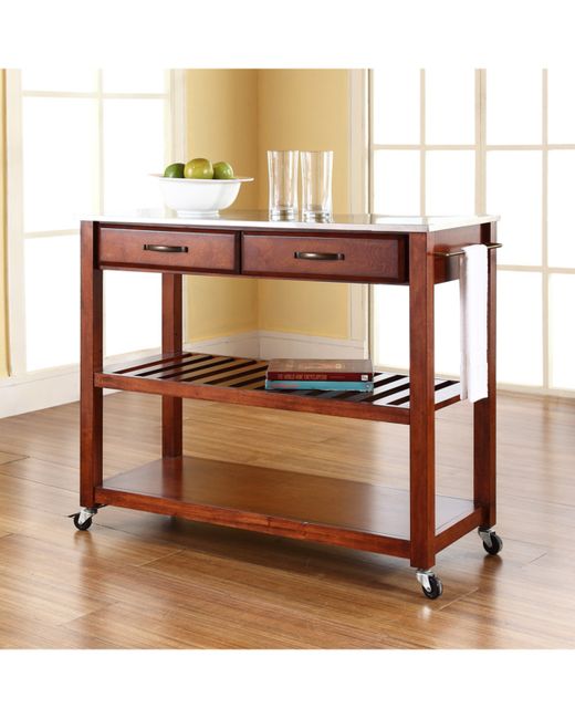 Crossley Stainless Steel Top Kitchen Cart Island With Optional Stool Storage