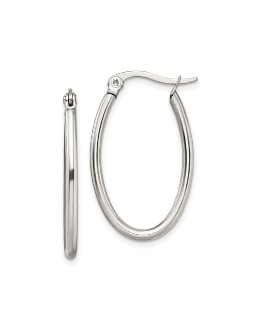 Chisel Polished Diameter Oval Hoop Earrings