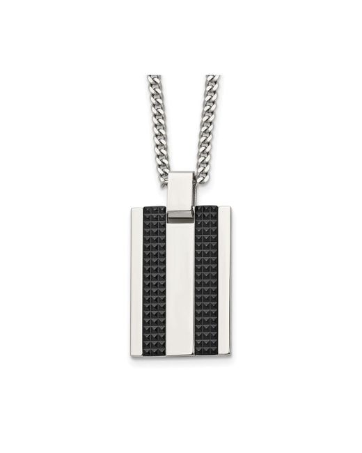 Chisel Stainless Ip-plated Rectangle Dog Tag Curb Chain Necklace
