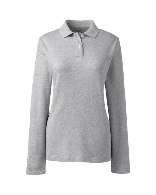 Lands' End School Uniform Long Sleeve Feminine Fit Interlock Polo Shirt