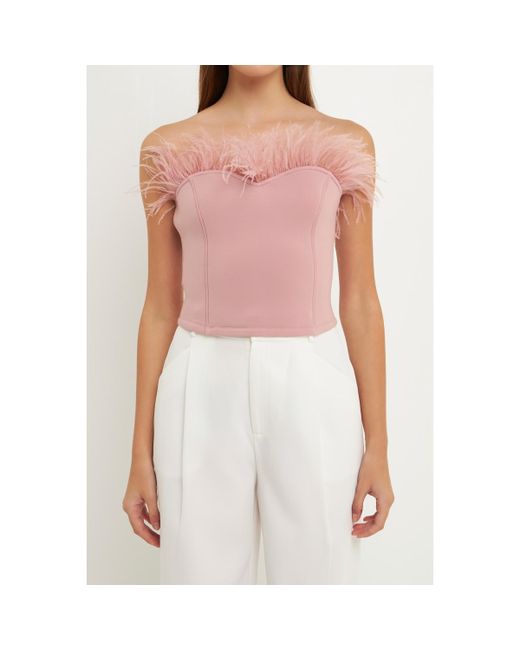 Endless Rose Strapless Knit Feather Top