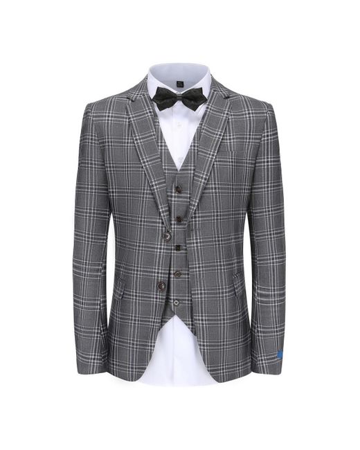 Braveman 3-Piece Glen Plaid Slim Fit Suit