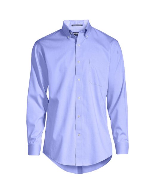 Lands' End Traditional Fit Solid No Iron Supima Pinpoint Buttondown Collar Dress Shirt
