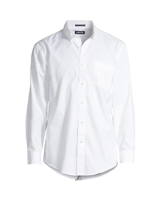 Lands' End Traditional Fit Solid No Iron Supima Pinpoint Buttondown Collar Dress Shirt