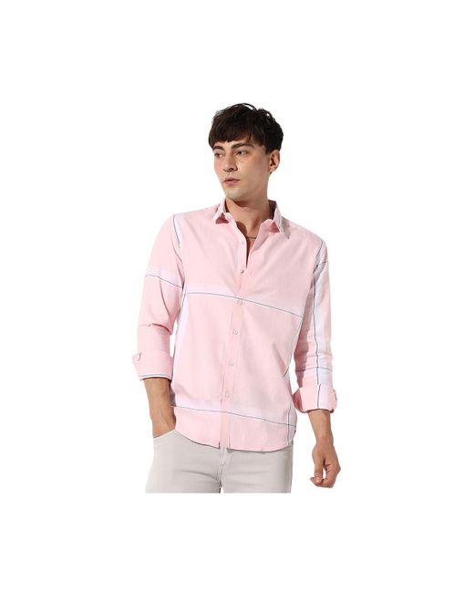 Campus Sutra Pastel Striped Button Up Shirt