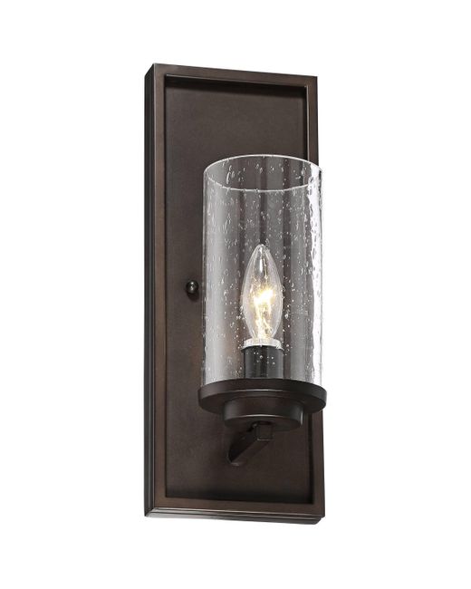 John Timberland Nobel Industrial Rustic Wall Light Sconce Bronze Hardwired 5 1/4 Fixture Clear Seedy Cylinder Glass Shade for Bedroom Bedside Bathroom Vanity Living