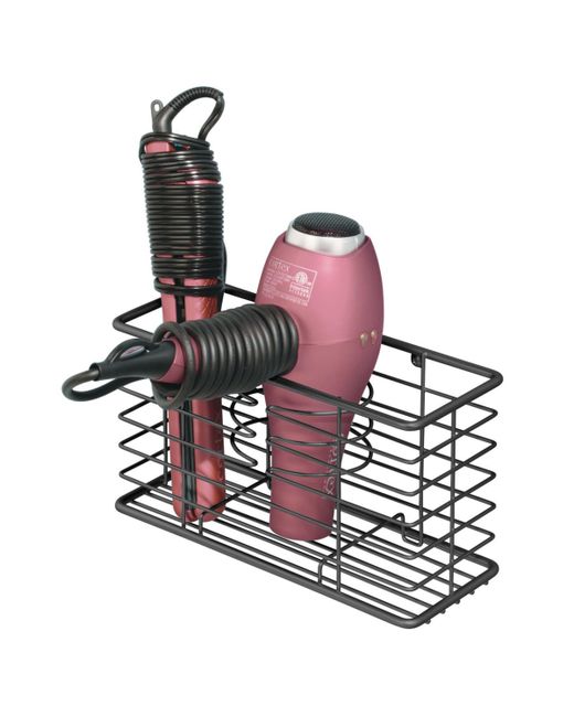 Mdesign Metal Wall Mount Hair Dryer Storage Organizer Basket Holder