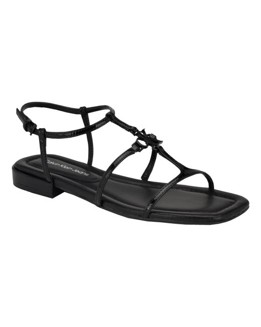 Calvin Klein Sindy Square Toe Strappy Flat Sandals