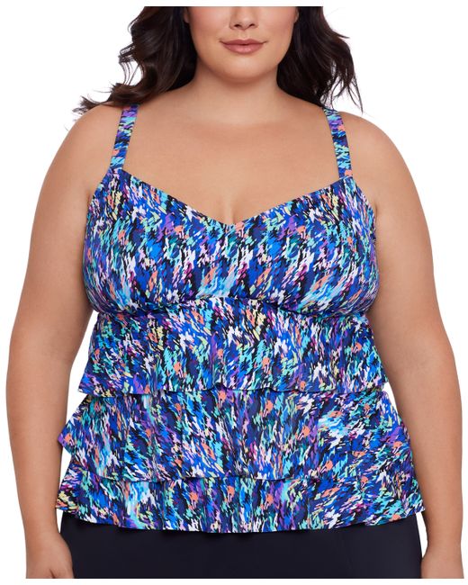 Swim Solutions Plus Printed Tiered Tankini Top Created for