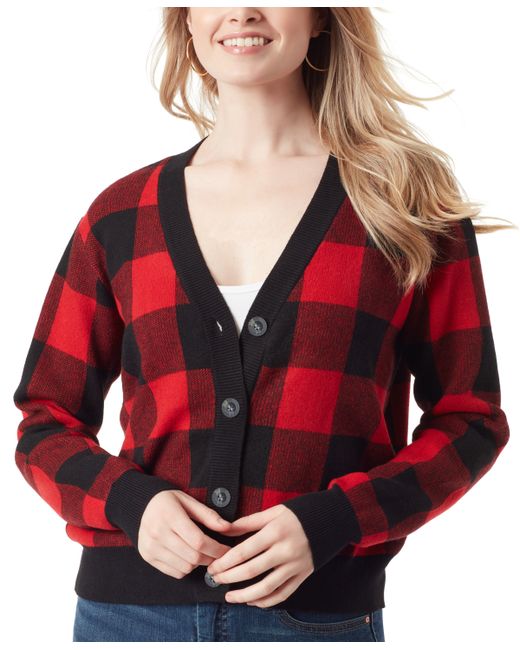 Jessica Simpson Buffalo Plaid Jacquard Button-Front Cardigan Sweater