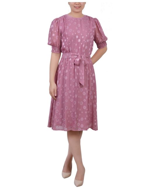 Ny Collection Elbow Sleeve Swiss Dot Dress