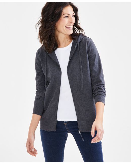 Style & Co Petite Zip-Front Long-Sleeve Hoodie Created for