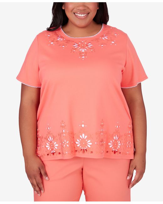 Alfred Dunner Plus Neptune Beach Medallion Cut Out Top