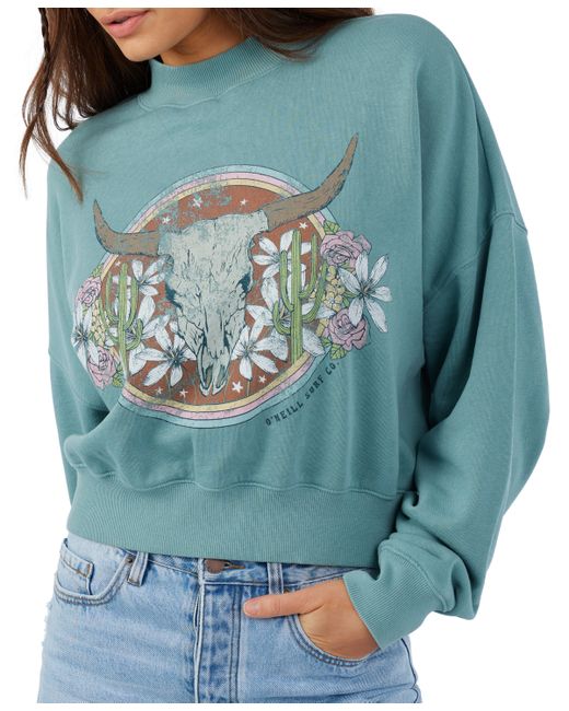 O'Neill Juniors Moment Graphic Crop Cotton Sweatshirt