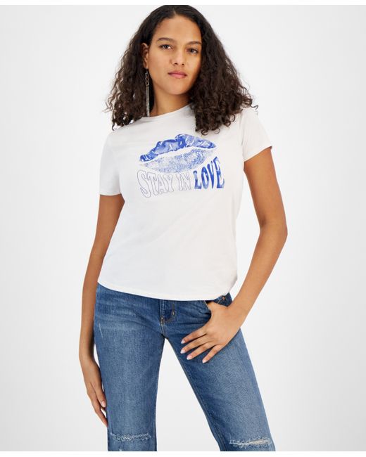 Guess Lips Graphic Embellished T-Shirt