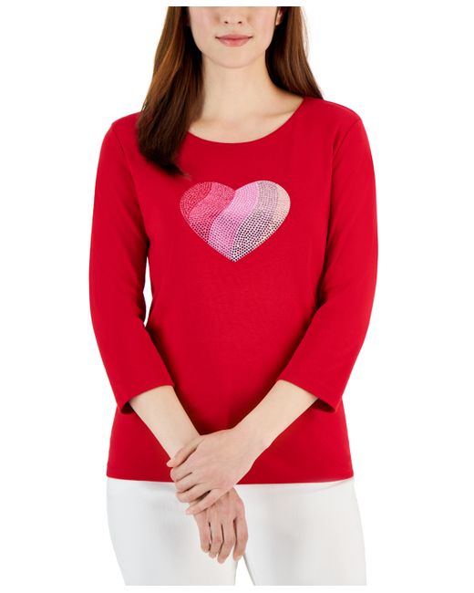 Karen Scott Gem Heart Graphic Pullover Top Created for