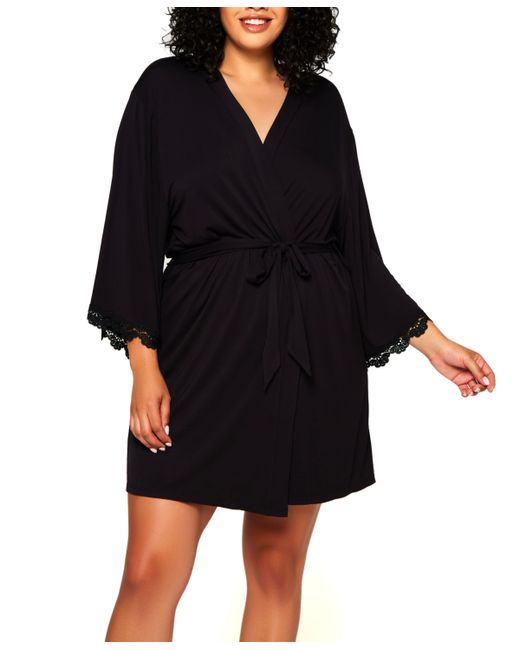 iCollection Plus Molly Soft Knit Blend Dotted Mesh Robe