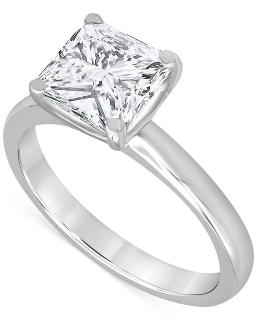 Badgley Mischka Certified Lab Grown Diamond Princess-Cut Solitaire Engagement Ring 4 ct. t.w. 14k Gold