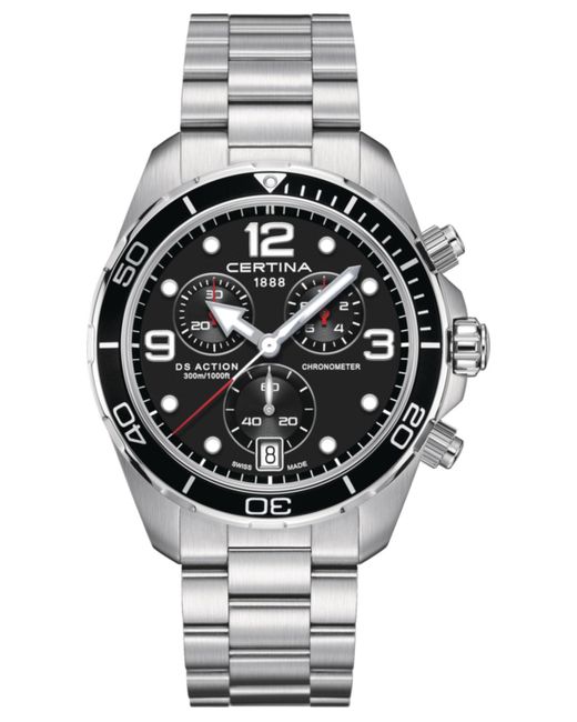Certina Swiss Chronograph Ds Action Stainless Steel Bracelet Watch 43mm