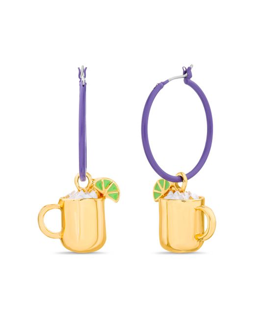 Kensie Purple Hoop Earring with Mug Dangle Charm