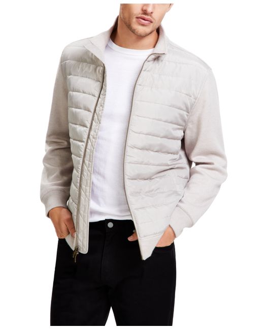 Alfani Mixed-Media Quilted Full-Zip Bomber Jacket Created for