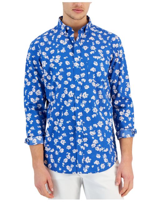 Club Room Vinta Floral Poplin Long Sleeve Button-Down Shirt Created for