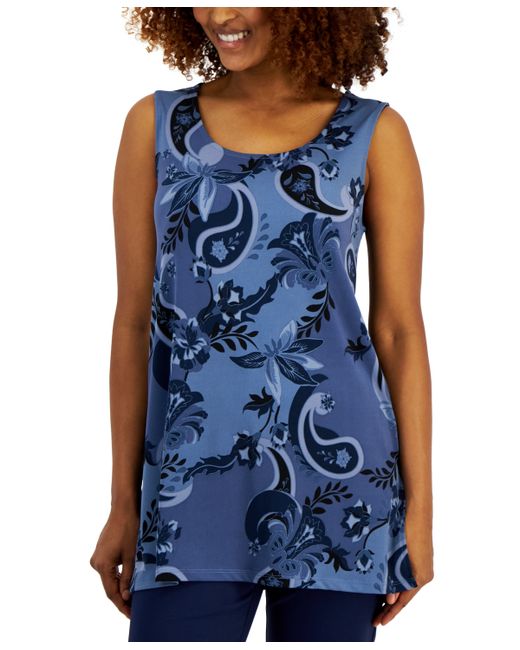 Jm Collection Printed Knit Dressing Tank Top Created for Macy
