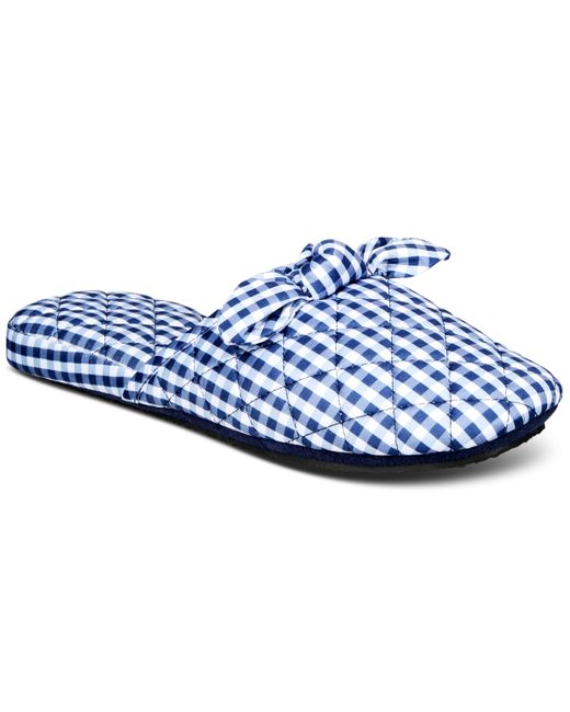 Charter Club Gingham-Print Bow-Top Slippers Created for