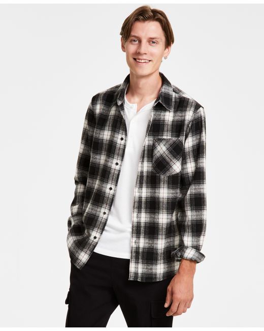 And Now This Plaid Button-Down Flannel Shirt Created for Macy black