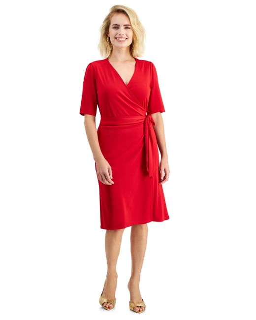 I.N.C. International Concepts Petite Elbow-Sleeve Side-Tie Dress Created for