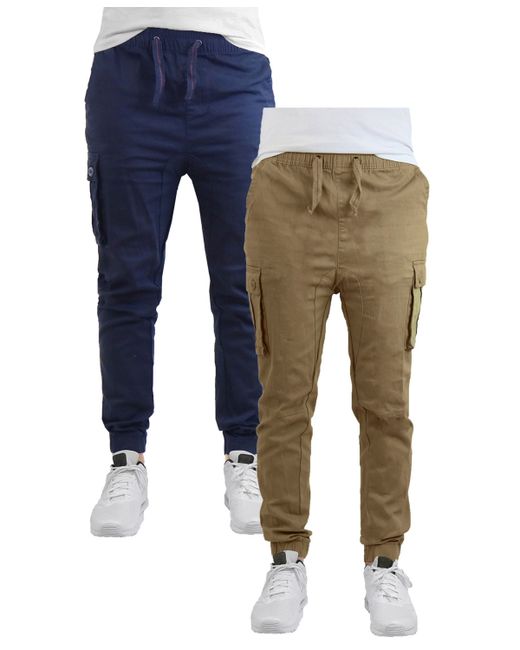 Galaxy By Harvic Cotton Stretch Twill Cargo Joggers Pack of 2 Navy