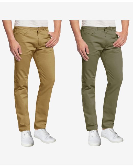 Galaxy By Harvic 5-Pocket Ultra-Stretch Skinny Fit Chino Pants Pack of 2 Timber