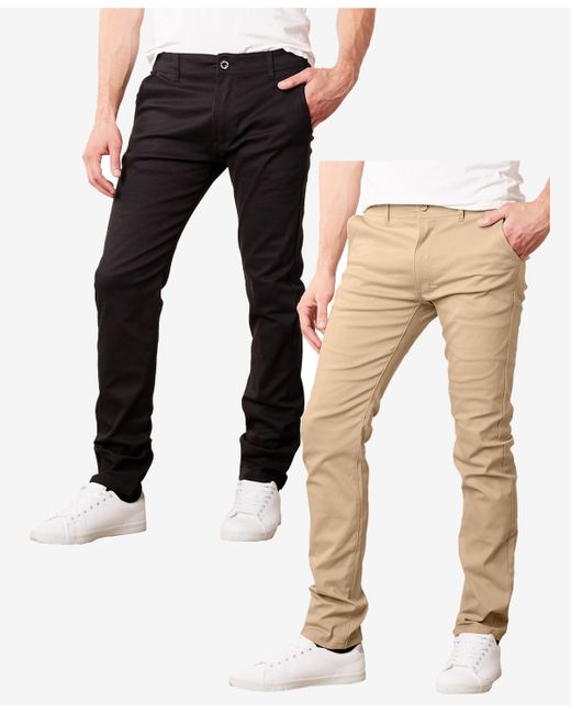 Galaxy By Harvic Super Stretch Slim Fit Everyday Chino Pants Pack of 2