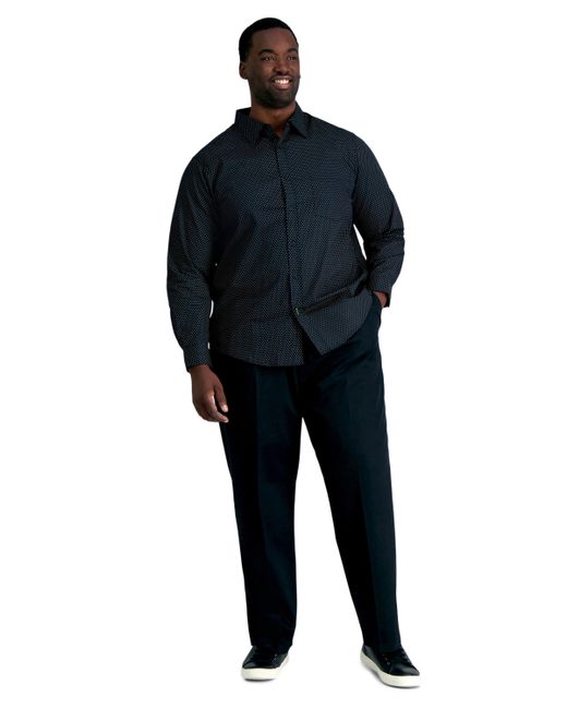 Haggar Big Tall Premium No Iron Khaki Classic-Fit Pleated Hidden Expandable Waistband Pants