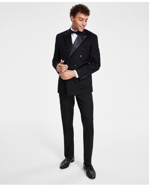 Tayion Collection Classic-Fit Solid Double-Breasted Dinner Jacket