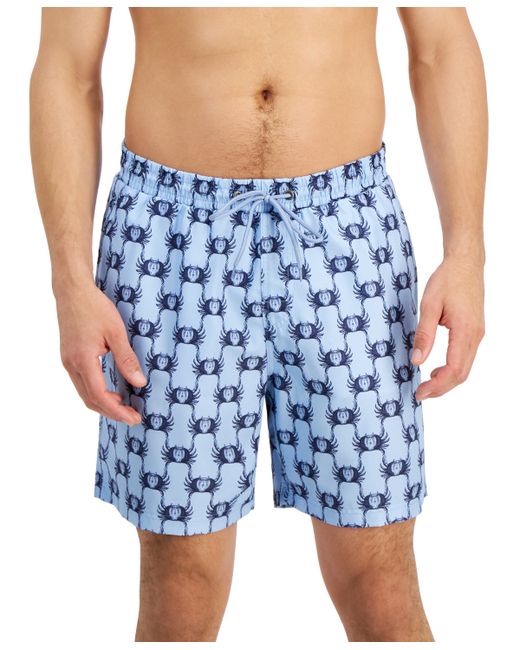 Club Room Crab Toile Printed Quick-Dry 7 Swim Trunks Created for