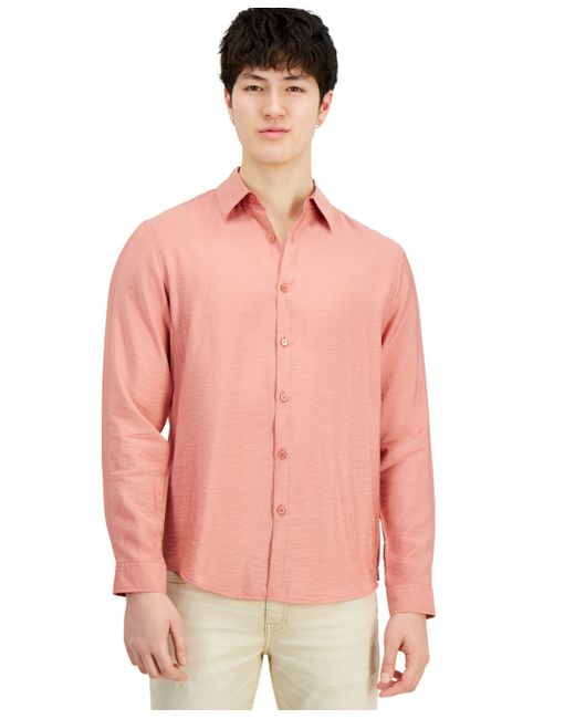 I.N.C. International Concepts Dash Long-Sleeve Button Front Crinkle Shirt Created for