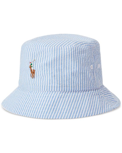 Polo Ralph Lauren Reversible Seersucker Bucket Hat blue