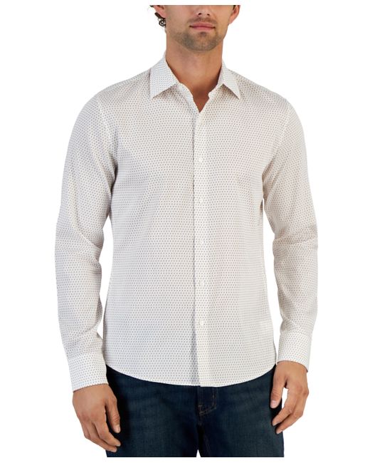 Michael Kors Slim-Fit Long Sleeve Micro-Print Button-Front Shirt