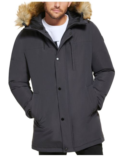 Calvin Klein Long Parka with Faux-Fur Lined Hood
