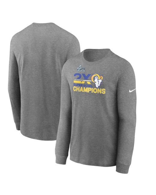 Nike Heather Charcoal Los Angeles Rams 2-Time Super Bowl Champions Long Sleeve T-shirt