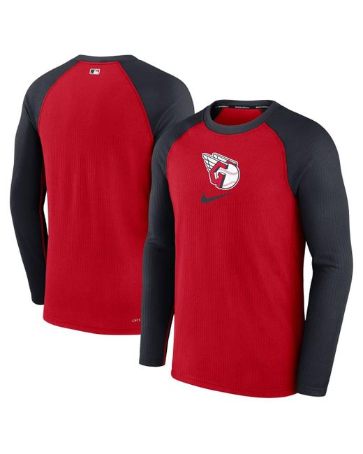 Nike Cleveland Guardians Authentic Collection Game Raglan Performance Long Sleeve T-shirt
