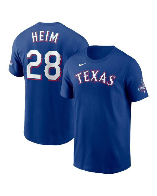 Nike Jonah Heim Texas Rangers 2023 World Series Champions Name and Number T-shirt