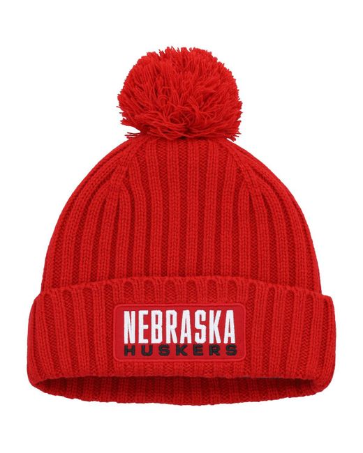 Adidas Nebraska Huskers Modern Ribbed Cuffed Knit Hat with Pom